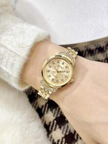 LIANDU LIANDU Reloj de cuarzo compacto multifuncional de moda para mujer, adecuado para uso diario, regalo de cumpleaños, vuelta al colegio, Acción de Gracias, ocasiones románticas, regalo perfecto - Dorado - Ver 5