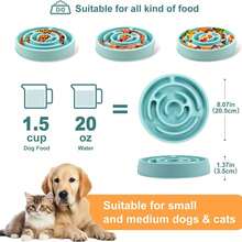 Slow Feeder Dog Bowls Puzzle Dog Bowl With Anti-Slip Slow Feeder & Non-Slip Design, Boredom And Anxiety Reducer Suitable For All Breed Dogs And Cat - 200ml - 查看 5