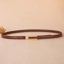 女士极简H型扣细腰带，百搭连衣裙和西装 - 黑色 - 查看 3