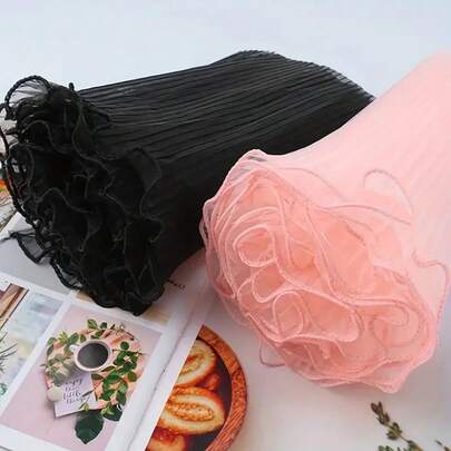 1 pieza 400 cm Papel de envoltura de ramo de flores estilo coreano - Encaje de tul ondulado de unicolor, tema de mariposa de PVC para envoltura de regalos para el Día de San Valentín, boda, Día de la Madre, cumpleaños (Blanco/Rosa/Negro), adecuado para ramos de flores, envoltura de regalos, decoración de bodas, decoración rústica, artesanía de alta calidad, fabricante de lazos, suministros para ramos, envoltura de regalos, envoltura de flores frescas, manualidades, suministros para envoltura de regalos, suministros para fiestas, decoración del hogar para fiestas festivas