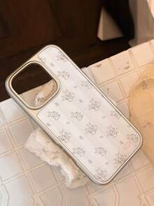 1个可爱涂鸦兔子条纹手机壳，电镀边框，兼容苹果 17、17 Pro Max、16 Pro Max、16 Pro、16、15 Pro Max、15 Pro、14、13、12、11手机，美观防震，送给女孩的完美礼物 - 白色 - 查看 6