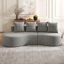 Sofas & Couches - 淺灰色 + 亞麻布 + 泡棉 + 四座 - 查看 5