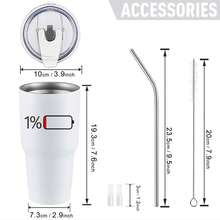 30oz Stainless Steel Tumbler Black White Options,  Black Tumbler With Battery Icon And Straw Graphic Cups, Insulated Travel Coffee Mug With Lid And Straw , Double Wall Vacuum Reusable Travel Cups, Funny Birthday Party Gift For Women & Men - trắng - Xem 3