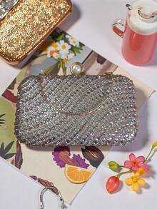 Handbags, Evening Bags, Bags With Rhinestones And Pearls, Removable Chain Shoulder Straps. - Rượu sâm banh - Xem 5