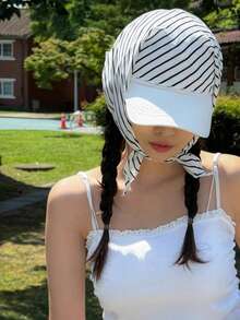 1 Piece Spring/Summer Striped Tie Baseball Cap Street Chic Headscarf Hat Sun Hat - Multicolor - View 3