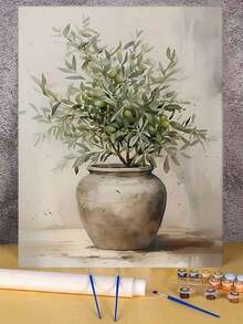 40x50cm/16x20in 陶瓷盆栽橄欖樹 DIY數字油畫畫布藝術手工家居裝飾 成人節日禮物 - 40*50厘米 - 查看 3