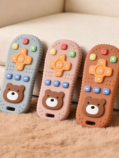 1pc Silicone Baby Teether Toy Remote Control Shape With Cute Bear Chew Teething Toy For Infants Babies Accessories