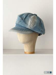 1pc Gradient Denim Newsboy Cap, Vintage Distressed Denim Octagonal Hat, Fashionable & Versatile For Women, Adjustable Size - Multicolor - View 17