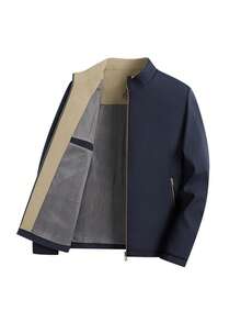 Lightweight High Neck Jacket For Dad | Loose And Comfortable Fit, New Spring/Autumn Collection - White - View 3
