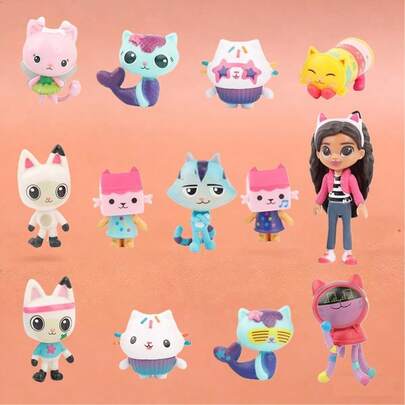 13pcs/Set Anime Gabby's Dollhouse Handmade Toys, Christmas Stocking Stuffers, Christmas Gifts, Christmas Decorations