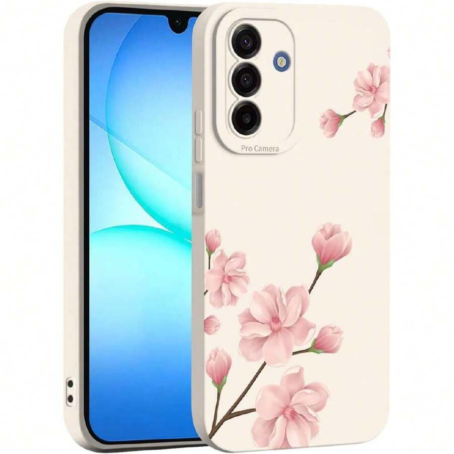 Liquid Silicone Case For Samsung Galaxy A17 5G/4G, Ultra-Thin, Elegant, Floral And Cute Cartoon Pattern, Mobile Phone Case, Soft TPU Bumper Shockproof, 41812728 - 深灰色 - 查看 1