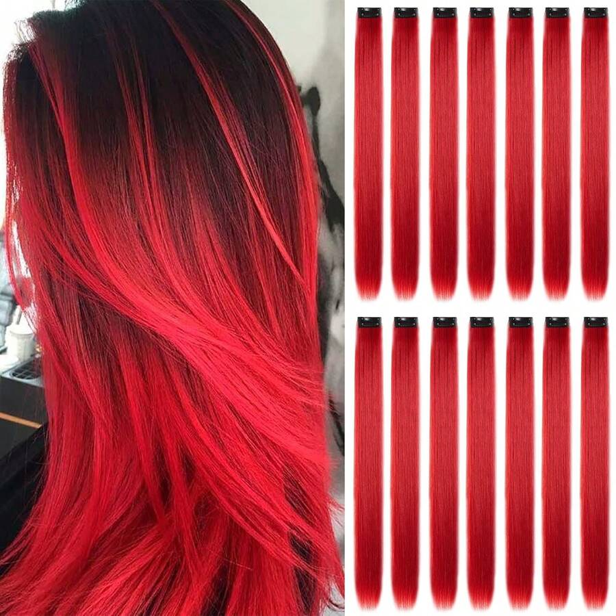 16 extensiones de cabello con clip, mechones de cabello morados para fiestas, extensiones de cabello suaves y largas, accesorios de cabelloíris para mujeres, niñas y niños, 55 - Putrefacción - Ver 1