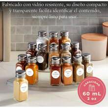 Set De 2 Saleros Pimenteros Vidrio Con Agujeros Salero Con Tapa Acero Inoxidable Para Mesa Transparentes Diseño Duradero Y Práctico Fácil De Llenar Y Limpiar De 60ML 2OZ (Clasico) - Clásico - Ver 5