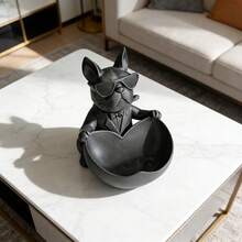 3D打印酷炫斗牛犬时尚眼镜笔筒及收纳整理架，大容量桌面笔筒，多功能托盘，可放置钥匙、硬币、耳环、戒指等，适用于客厅、玄关、办公桌装饰，坚固防倾倒 - 彩色 - 查看 2