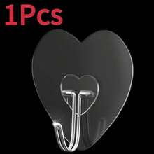 Heavy Duty Adhesive Hooks - Transparent Plastic Suction Cups, Thickened Heart-Shaped Wall Mounting, Suitable For Kitchen And Bathroom Storage, Multi-Function Hooks, Easy Installation, Modern Style - One Size Fits All - View 17