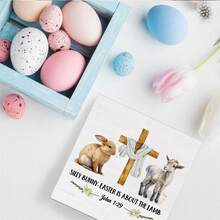 Easter Centerpiece For Tables Cross Sheep Bunny Wooden Sign Farmhouse Easter Home Decor - Colorful - View 5