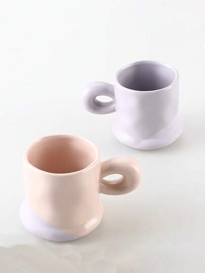 1 件时尚拼色克莱因蓝陶瓷杯，可爱咖啡杯，芝麻点图案撞色，适合居家、餐厅、送礼