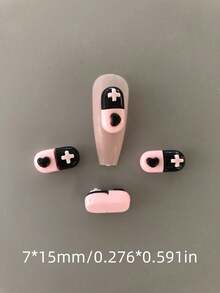 Bulk Supply 30Pcs Kawaii Cartoon Sweet Cool Y2K Halloween Japanese Black Pink Love Heart Pencil Capsules Skull Bow Wings Musical Note French Nail Art Charms Resin Decor Junk Phone Case Laptop Mirror Accessories Handcraft Diy Parts - Multicolor - View 8