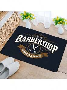 1pcs Vintage Barber Shop Welcome - Non-Slip Salon Door With Classic Barber Scissors Design In Navy Blue & Golden Accents - Heavy-Duty Washable Barbershop, Home Entrance, Living Room - EST. YEAR Decoration, Barbershop Accessories, Decorative Doormat - màu đen - Xem 6