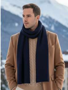 Lilas Inova Wool Scarf, Men's Winter Accessory, Stylish Scarf. - Navy Blue - View 8