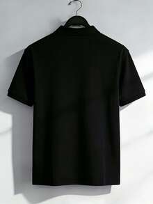 Camisa Polo Personalizada para Hombres. Patrón Personalizado con Eliminación de Color de Fondo. Por Favor Suba la Imagen para el Regalo Personalizado. También una Opción Principal para el Día del Padre y Deportes - Negro - Ver 3