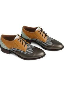 Comfortable Womens Classic Oxfords Lace Up Chunky Heel Oxfords Business Formal Wingtip Brogue Dress Shoes For Women - 黃色 - 查看 10