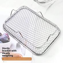 1个空气炸锅架可堆叠烧烤架不锈钢烤篮不粘空气炸锅托盘金属丝架篮厨房小工具 - A - 查看 11