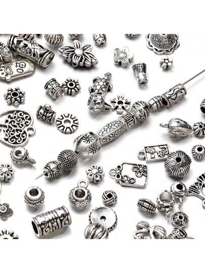 20g Vintage Silver-Tone Alloy Bead Caps, Flower Caps, Spacers, DIY Jewelry Making Supplies For Necklace, Bracelet, Hair Accessories