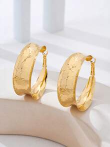 1 Đôi bông tai hình tròn thời trang, thanh lịch, tối giản, sang trọng với họa tiết hình học. - Vàng - Xem 5