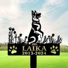 1pc Customized Dog Memorial Stake, Personalized Dog Name Metal Tag, Dog Grave Marker, Pet Memorial Gift, Pet Remembrance Gift, Garden Decor - Multicolor - View 10