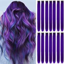 16 extensiones de cabello con clip, mechones de cabello morados para fiestas, extensiones de cabello suaves y largas, accesorios de cabelloíris para mujeres, niñas y niños, 55 - Putrefacción - Ver 4