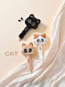 1支创意猫咪主题毛绒笔，卡通按压式中性笔，0.5mm黑色速干圆珠笔，书写工具，学生圆珠笔，适合学校、办公室和开学季使用 - Cat-Themed - 查看 7