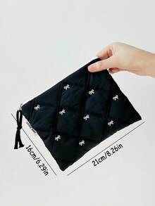 Túi đựng mỹ phẩm mini xinh xắn có nơ và khóa kéo, túi đựng băng vệ sinh nhiều màu sắc, túi đựng đồ dùng vệ sinh cá nhân di động dành cho nữ/bé gái, thích hợp đi học, đi làm, du lịch, nghỉ mát, du thuyền, đi biển - Phụ kiện thiết yếu cho phái nữ - Nhiều màu - Xem 4