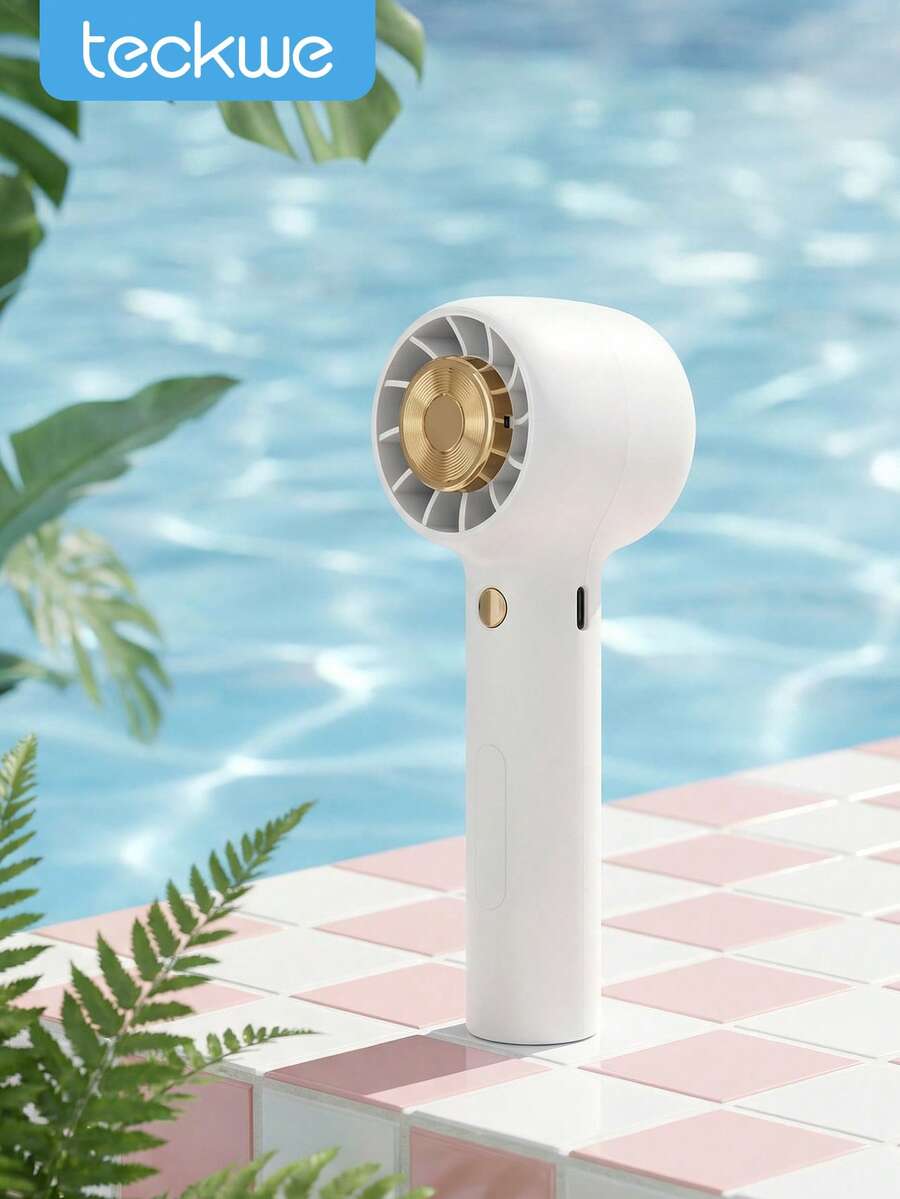 Teckwe 可攜式手持渦輪風扇附香氛功能,USB充電迷你風扇,電動睫毛冷風扇,適合化妝、辦公、旅行、露營、室內外使用,返校假期度假夏季必備,白色 - 白色 - 查看 1