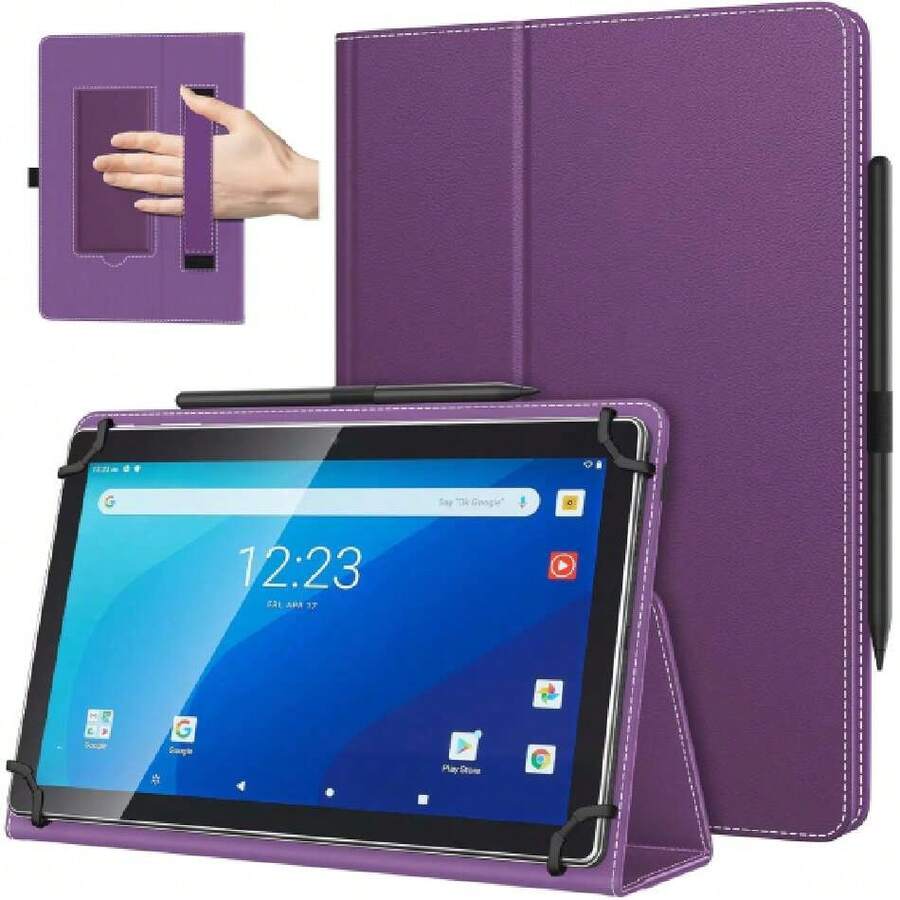 - Funda universal para tablet Android de 10.1 pulgadas con bucle para bolígrafo, funda ligera y plegable con correa de mano para todas las tabletas con visualización táctil de 9.6 a 11 pulgadas,41835335 - Amarillo - Ver 1