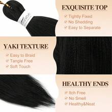Extensiones de cabello trenzado preestiradas BARSDAR, 66, 8 paquetes de cabello trenzado largo degradado rojo preestirado para trenzas o box braids EZ, trenzas de ganchillo sintéticas Yaki que se fijan con agua caliente - T1B/Rojo - 1B# Negro azabache - Ver 7