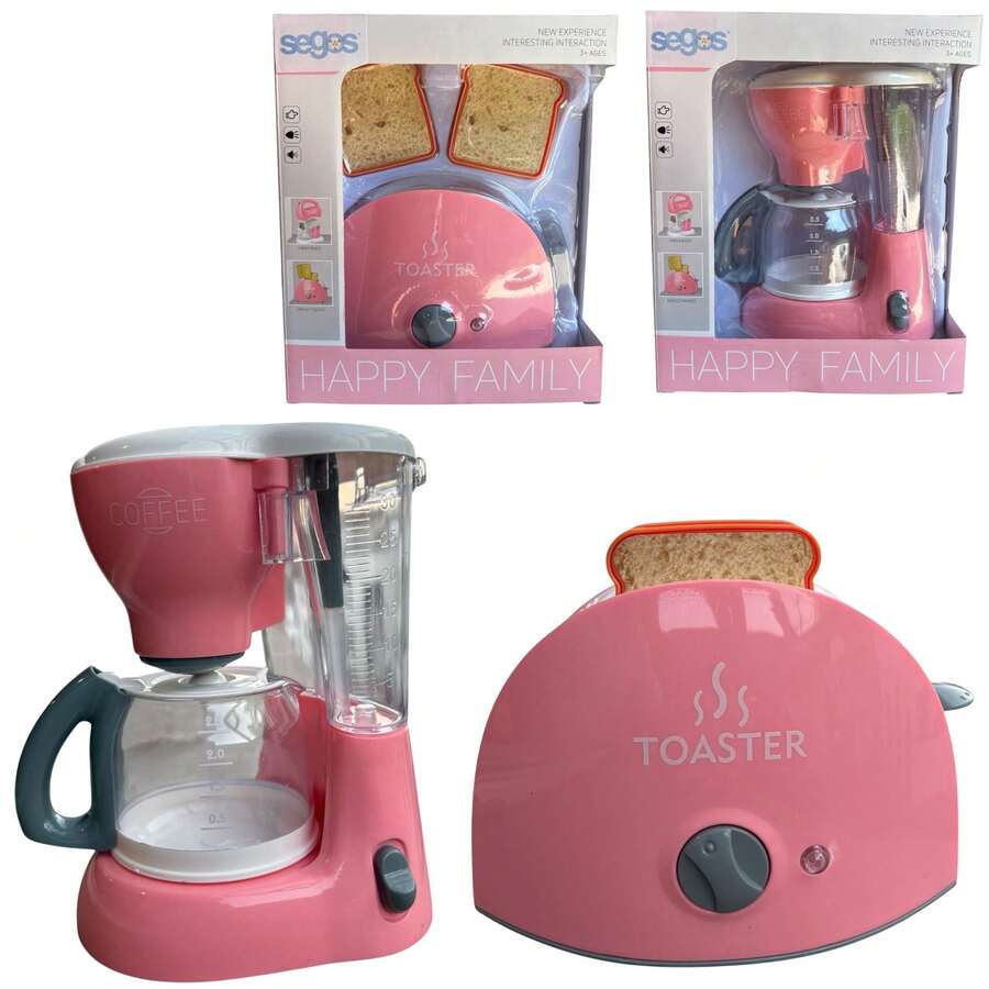 Set Juguete Para Niños Cocinita Cafetera Y Tostadora Cocina Electrodomésticos Con Luz Sonido Rosa - Rosa - Ver 1