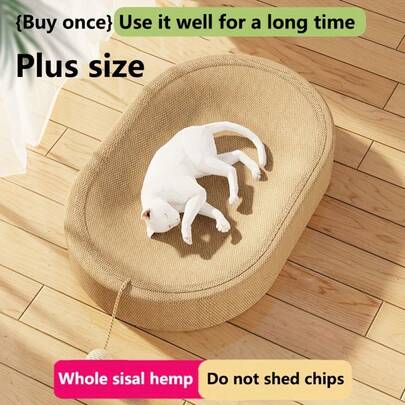 1pc Non-Shedding Cat Scratching Pad & Bed, Woven Sisal Cat Bed With Integrated Toy Ball, Indoor Self-Entertainment Toy, No Assembly Required