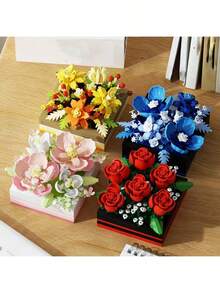Flower Box Micro-Particle Assembled Building Block Toys DIY Creative Holiday Gifts, Decoration For Desk, Valentine's Day, Mother's Day - Multicolor - View 5