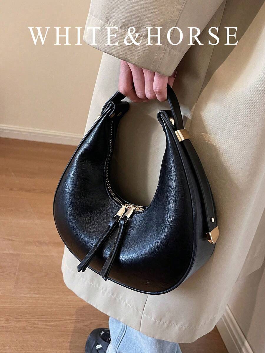 Ladies' Quality Soft Leather Dumpling Bag,-Shaped Bag,Shoulder Bag,Large Capacity Commuter Bag,Handbag, Tready Crescent Moon Bag For Women, Bag For Women Elegant