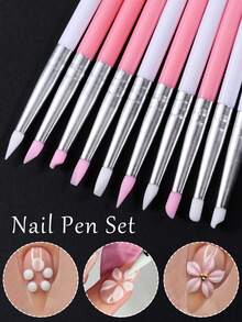 SWEET TREND 5PCS Silicone Nail Art Pen Set, Suitable For Nail Carving, Painting, Shaping, And Pressure Sticker Design, Nail Art Pen Tool Set, DIY Professional Nail Art Tools For Nail Salons - Multicolor - View 5