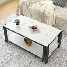 Coffee Tables - White+Black+MDF+Metal - View 7
