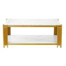 Coffee Tables - Gold+White + MDF+Metal - View 3