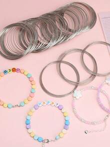 10/20/50 Rolls White K Color Metal Wire Jewelry Wire Steel Bracelet Coil DIY Handmade Beaded Bracelet Jewelry Material Kit Accessories (One Size 50 Rolls/Set) - Multicolor - View 2