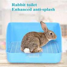 Pet Rabbit Litter Box, Anti-Splash Urine Tray For Ferret, Guinea Pig, Rabbit, Hedgehog, Wire/Plastic Bottom Square Potty Toilet Supplies - C-White - View 11