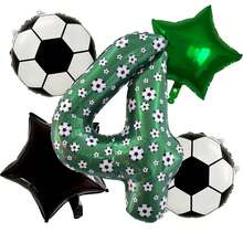 5pcs Soccer Theme Birthday Balloon Set - 40 Inch Green Number, Soccer Ball & Black Star Foil Balloons, Suitable For Birthday Party, Youth Soccer Celebration, Graduation Ceremony & Sports Party, Soccer Accessories, Sports Events, Home Decor - Indoor & Outdoor Decoration, Soccer Party, Decorations, Event Decorations, Sports Enthusiasts - Football Version - View 8