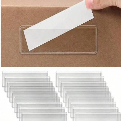 20个透明标签夹，助您整理家居——粘性书架标签套，适用于书架和开学季