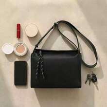 Women's Minimalist Structured Crossbody Bag With Zipper And Adjustable Strap - Casual, Elegant, For Work, Outings, Everyday Use - Small, Medium, Modern, Versatile - Available In Various Colors - Coffee Brown - View 5