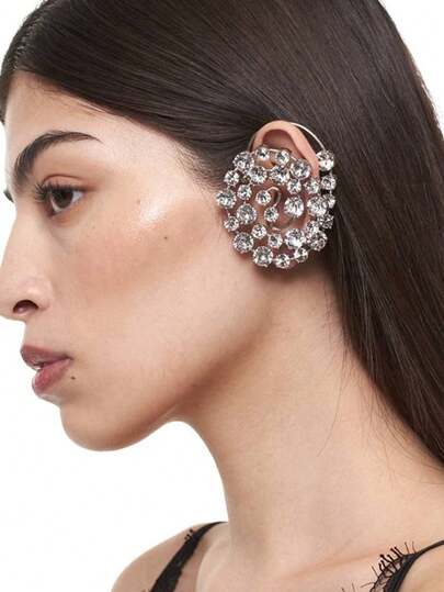 Geometric Circle Hanging Earrings, Exaggerated Elegant Rhinestone Earrings, Personalized Runway Accessories For Women