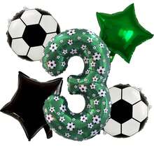 5pcs Soccer Theme Birthday Balloon Set - 40 Inch Green Number, Soccer Ball & Black Star Foil Balloons, Suitable For Birthday Party, Youth Soccer Celebration, Graduation Ceremony & Sports Party, Soccer Accessories, Sports Events, Home Decor - Indoor & Outdoor Decoration, Soccer Party, Decorations, Event Decorations, Sports Enthusiasts - Football Version - View 6